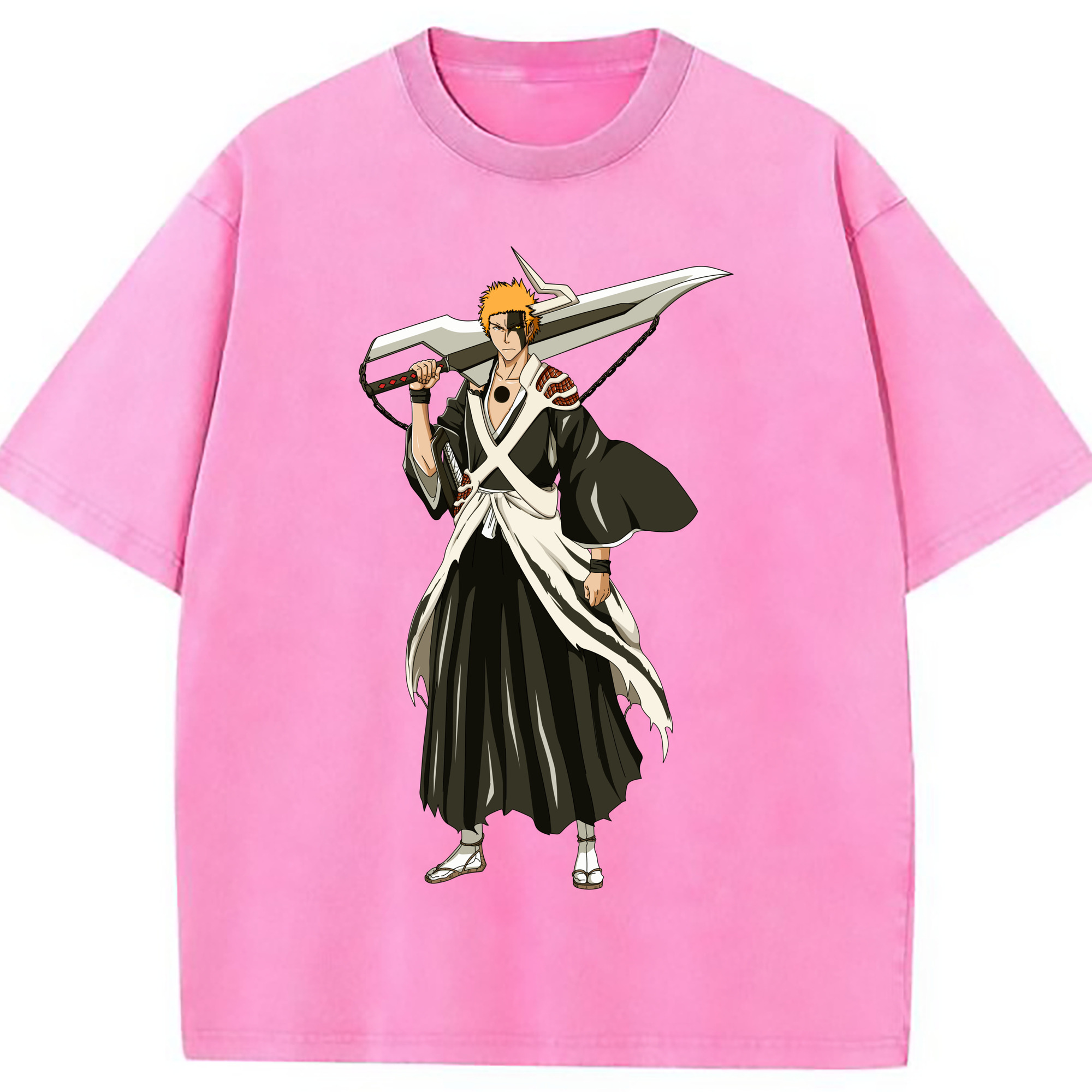 （画像用） ブリーチ 黒崎一護（くろさき いちご）BLEACH Kurosaki Ichigo 綿100% ヴィンテージ風 半袖Tシャツ（フロントプリント）